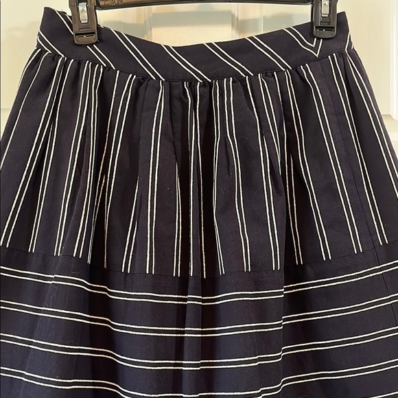 Maeve Navy A Line Mini Skirt w/ White Stitching Stripes - Size 4 - Picture 8 of 13